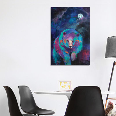 Bear's Nightly Wander by Kerri McCabe - Wrapped Canvas Print