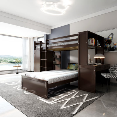 Gosim Twin 2 Drawer Loft Bunk Bed with Bookcase by Harriet Bee -  5FCD8DACDBB64292A7152C684E72F58D