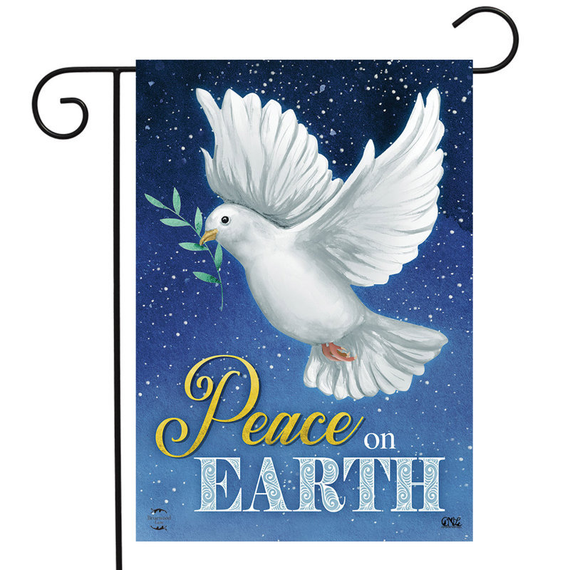 Drapeau de Noël Peace on Earth Dove, Bleu / Blanc / Jaune