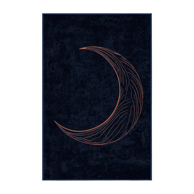 Soft Plush Finnell Halloween Modern & Contemporary Abstract Area Rug in Blue – Navy Binding