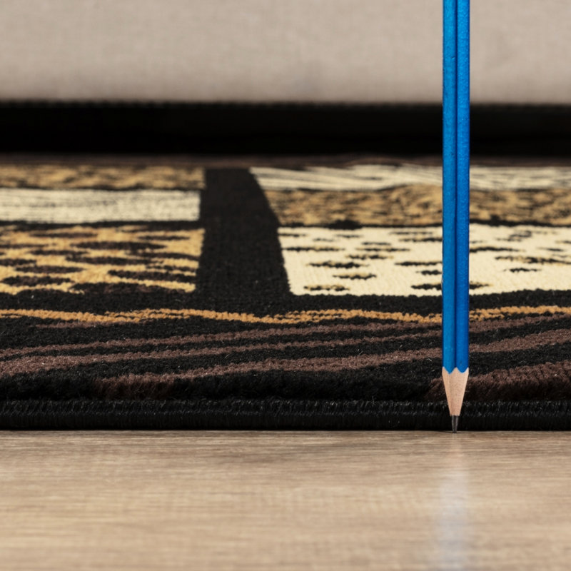 2.49 Lb Black Multi Animal Print Area Rug, Rectangle Shape, Wild Style, Machine-woven, 100% Polypropylene With Jute Backing, Stain , 0.39” Pile For Under Furniture 2 Ft. X 3 Rug Zebra, Leopard, Tiger