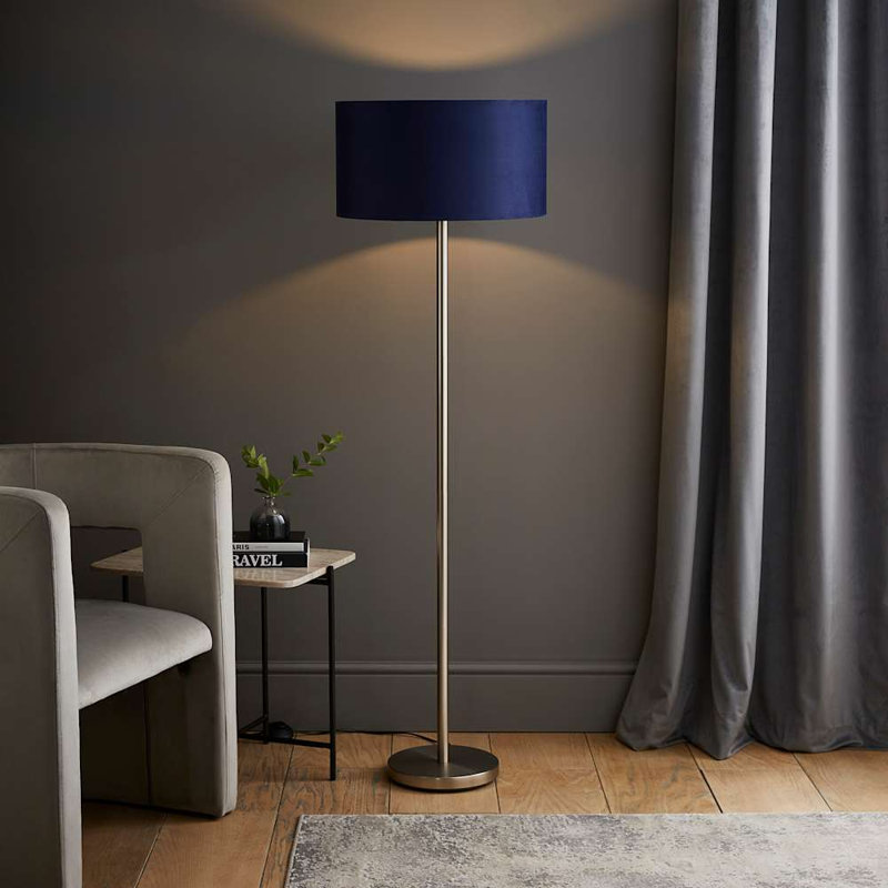 Pearletta Traditional Floor Lamp Set, Chrome, No, Blue