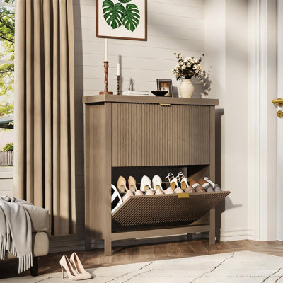 Rangement pour chaussures autoportant avec pieds dissimulés et rangement pour chaussures encastré avec 2 tiroirs pour le vestibule