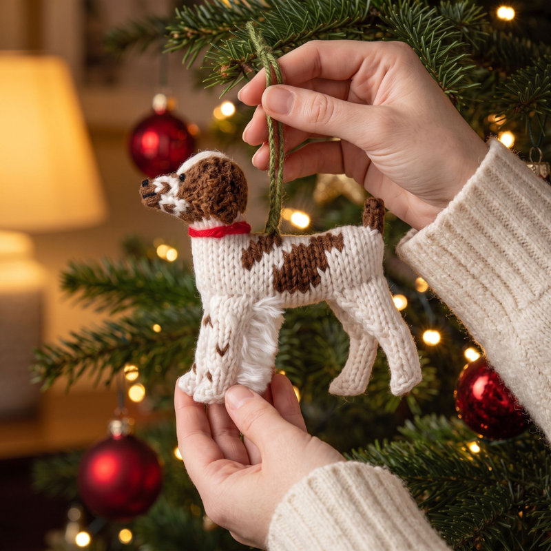 Arcadia Home Brittany Spaniel Hand-Knit Ornament