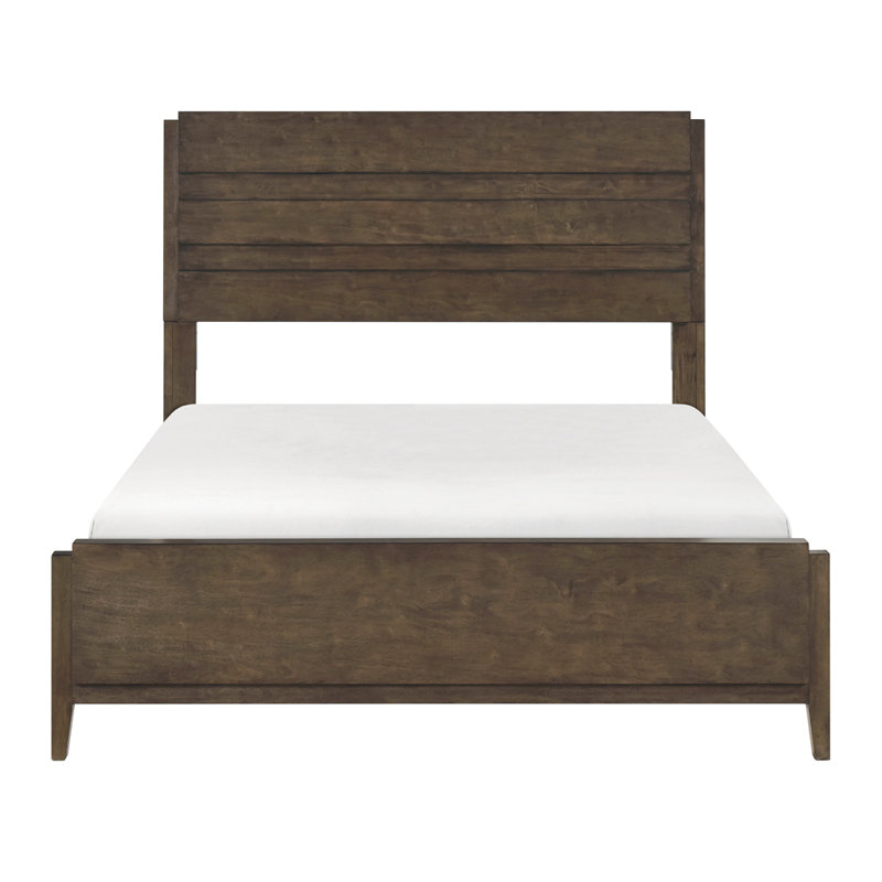 Lit d'hévéa massif classique et classique avec finition en noyer foncé et lit très grand classique 1pc