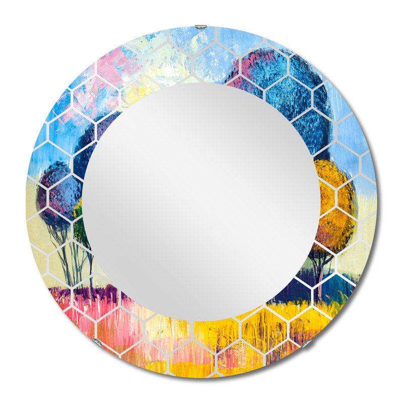 Autumn Fantasy Trees III - Miroir mural moderne, 32 po x 32 po