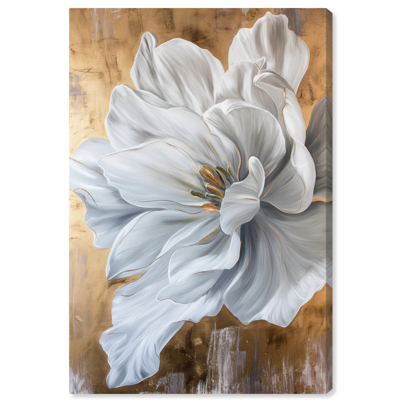Florals "Bloom White Petals" par Art Remedy sur toile, Toile tendue, H 24 po x l 16 po