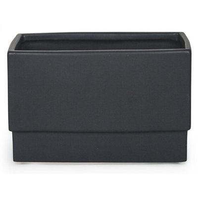 Pot à fleurs rectangulaire noir mat