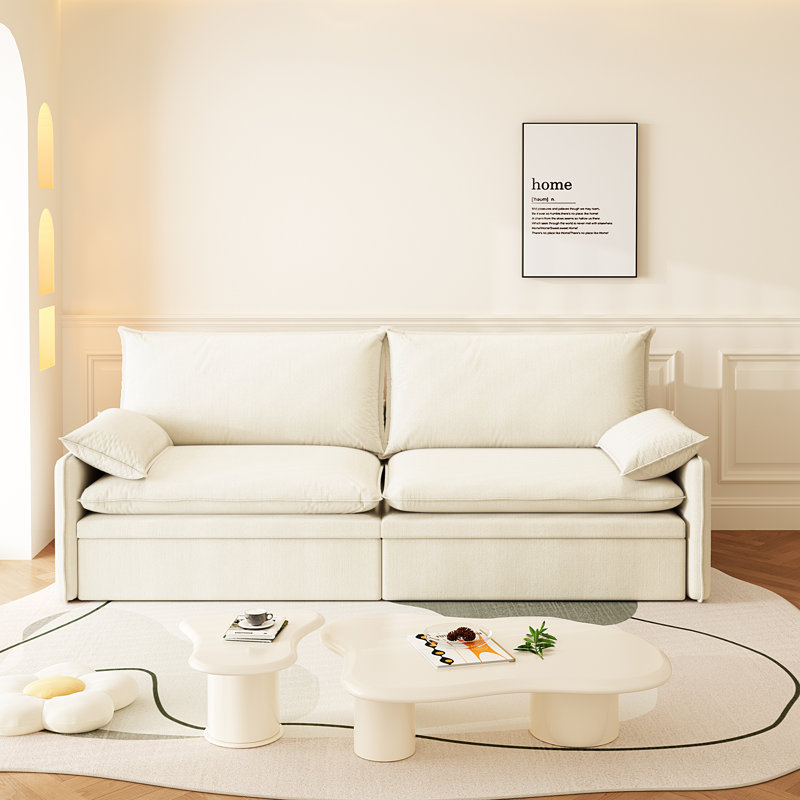 Lit convertible 81 po en chenille avec espace de rangement et canapé à coussins souples avec ports USB, Beige