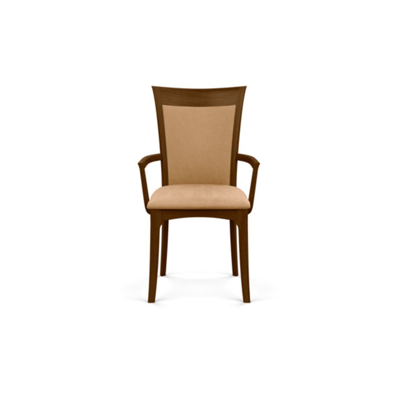 Morgan Upholstered Arm Chair, Natural Walnut, Microseude Onyx