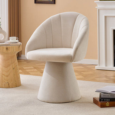 Fauteuil pivotant avec dossier incurvé et base cylindrique haute, parfait pour le confort et le style dans n'importe quelle pièce