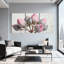 Tableau mural sur toile tendue, motif floral de tulipes roses, style abstrait moderne (paquet de 3)-939294946