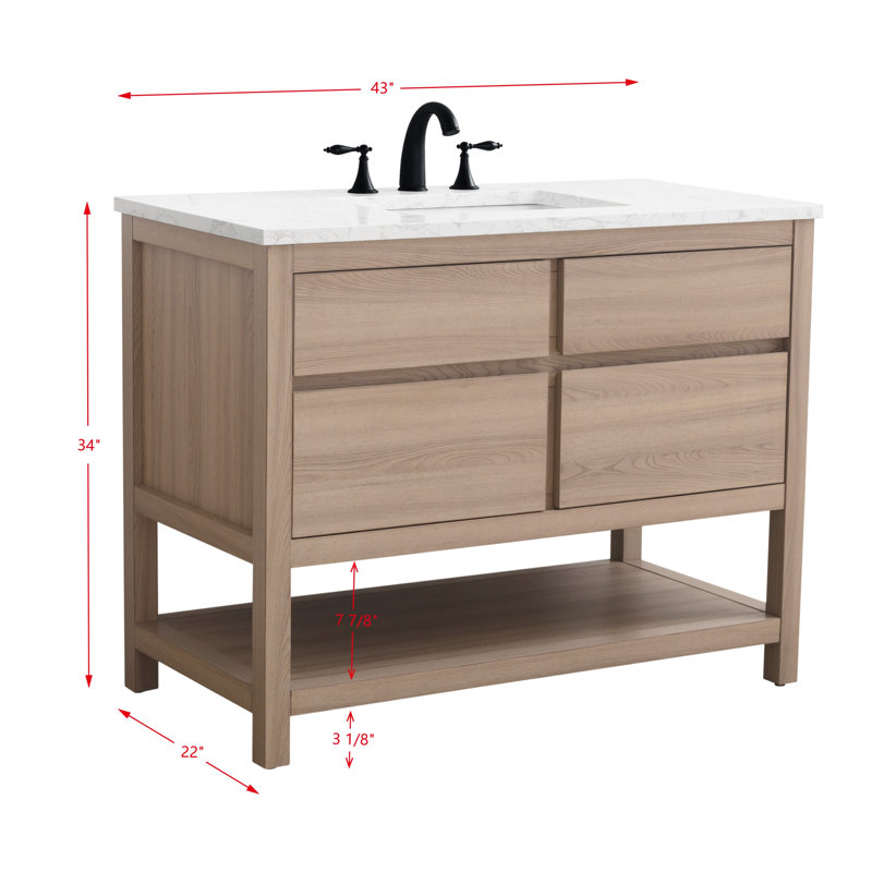 Wesli 42" Single Bathroom Vanity With Engineered Stone Top