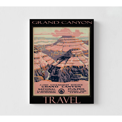 Grand Canyon, affiche de voyage rétro, affiche rétro américaine encadrée, impression d'art mural de bureau de voyage rétro dans les tons de rose