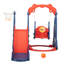 Ensemble de jeu 4 en 1 autoportant pour tout-petits avec glissade, grimpeur, balançoire et panier de basketball, noir et rouge