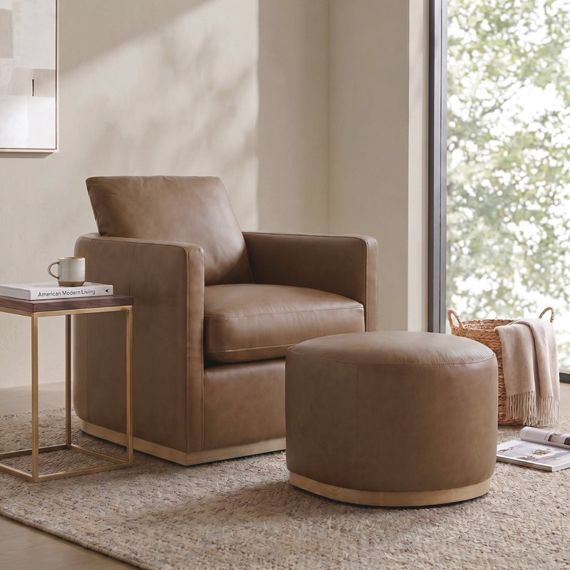 Fauteuil Marseille Camel avec repose-pieds, Chameau