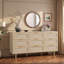 Commode 9 tiroirs en rotin avec pieds en bois massif, commode en bois noir avec poignées en métal