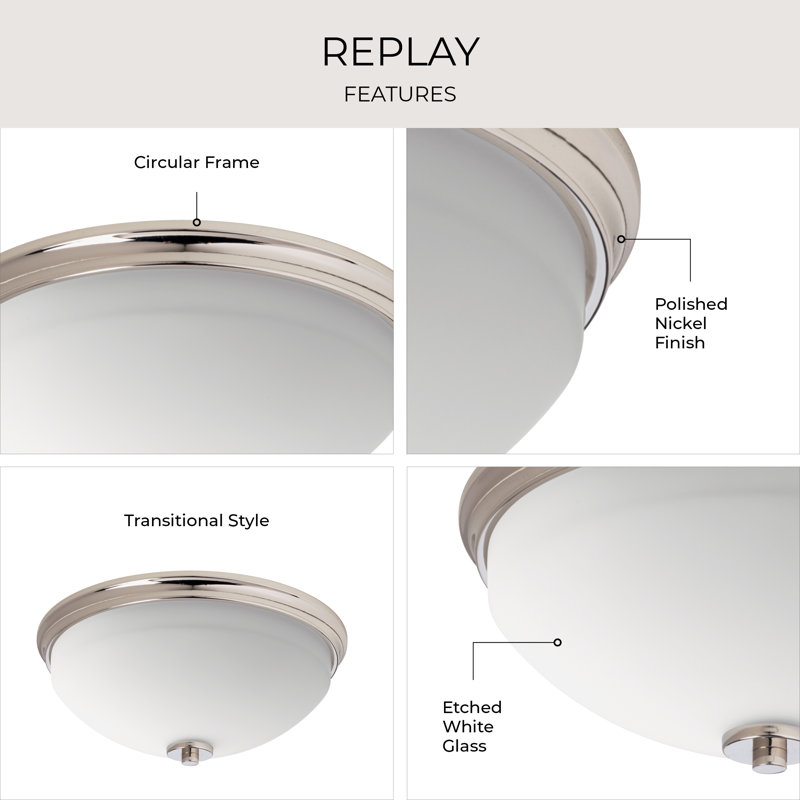 Glass Flush Mount, Polished Nickel