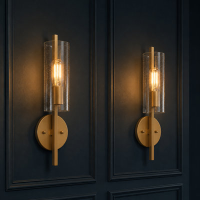 1-Light Modern Dimmable Glass Shade Vanity Light Bath Sconce(Set of 2)