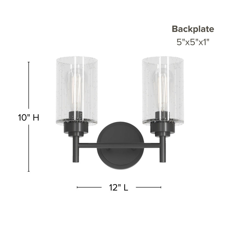 Wexton 2-Light 5.25” Wide Vanity Light, Matte Black