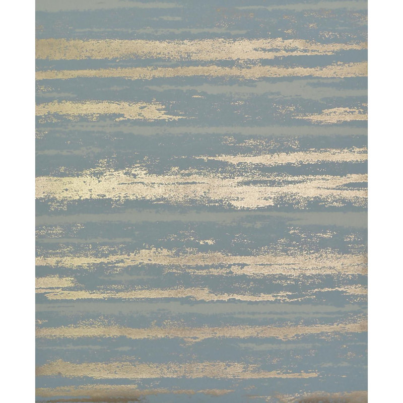 Rouleau de papier peint métallique moderne Métaux L 32,8 pi x l 20,8 po Antonina Vella, Sarcelle / Doré