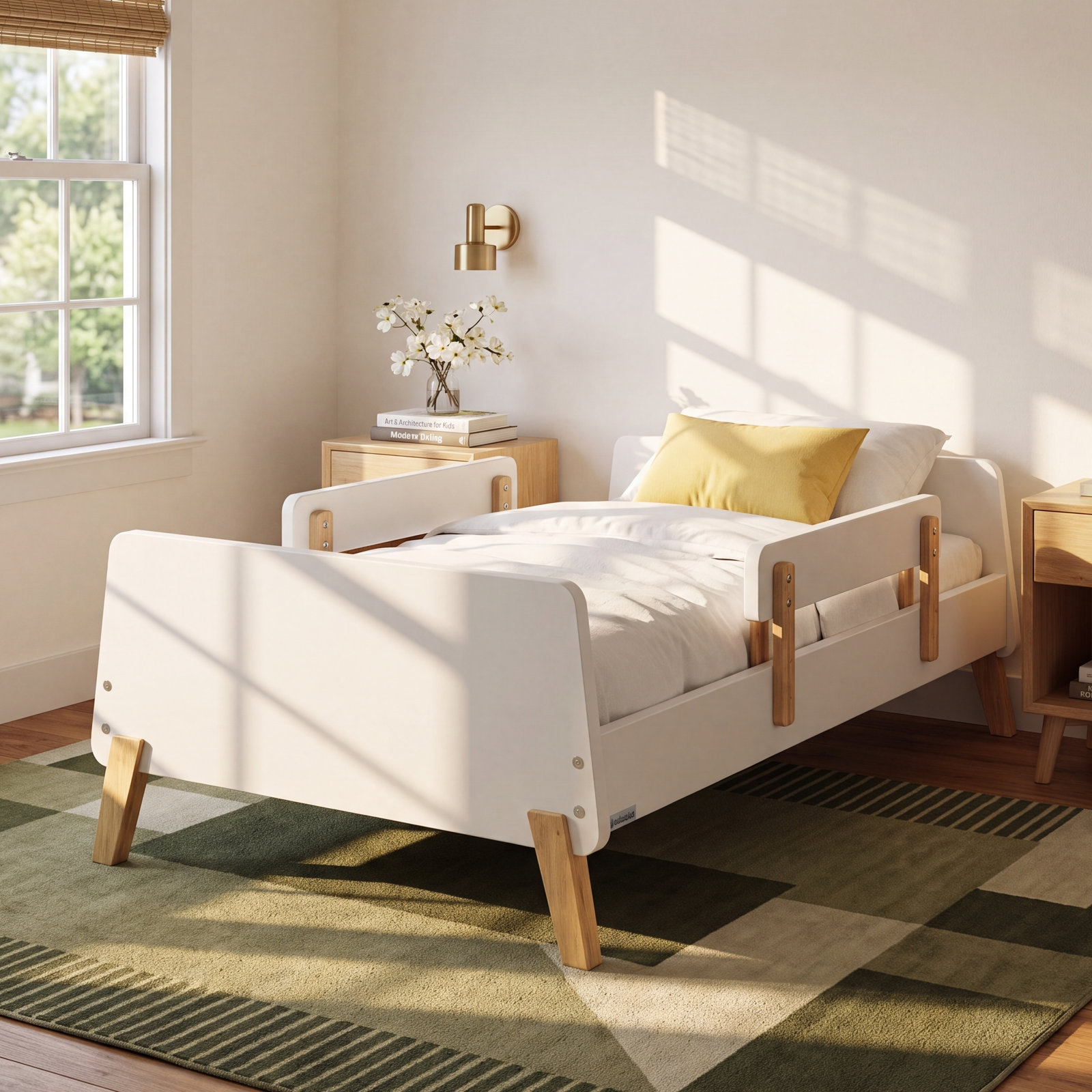 Toddler Time Muse Toddler Bed, White/Natural