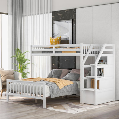 Twin Over Full Loft Bed With Staircase,White
