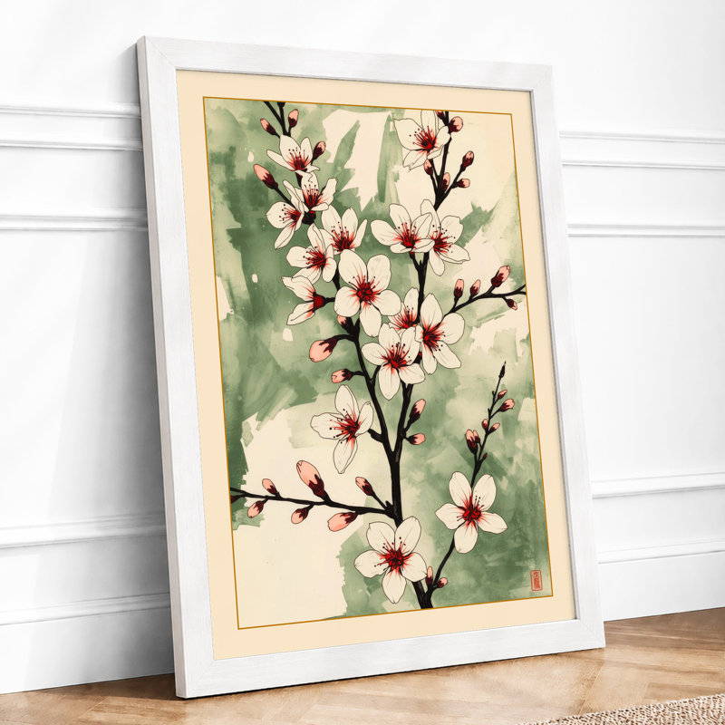 Flowering Branches In White Botanical - Print, A4 - 29.7 x 21.0 cm, White