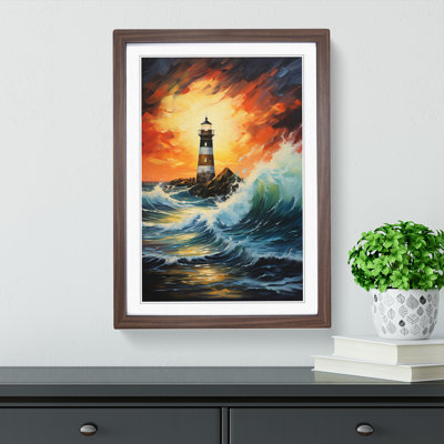 Lighthouse Action No.3 - Single Picture Frame Print on Wood