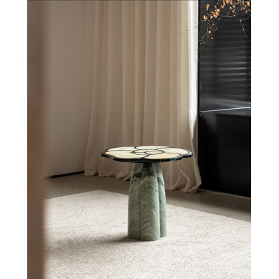 Table d'appoint florale en marbre vert