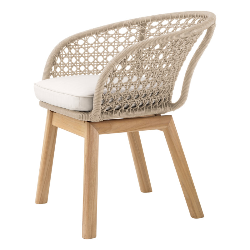 Trinity Outdoor Teak Dining Armchair, Cream