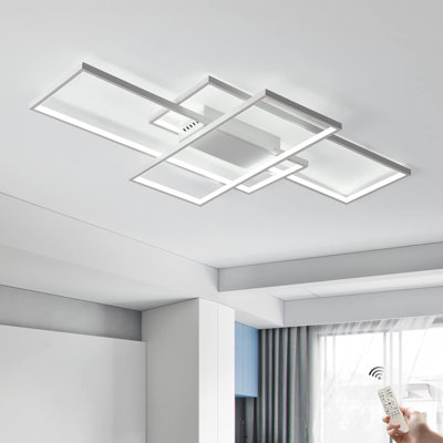 Plafonnier à intensité variable, lustre moderne à télécommande encastré de 41,3 po de hauteur, luminaire carré carré en acrylique de 68 W pour le salon de la chambre à coucher