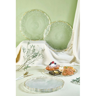 Ensemble de 6 assiettes élégantes, 11,0 pouces, 100% verre, transparent | Parfait pour les soupers et l'utilisation quotidienne, design durable et élégant | Idéal pour servir des hors-d'œuvre, des plats principaux et des desserts