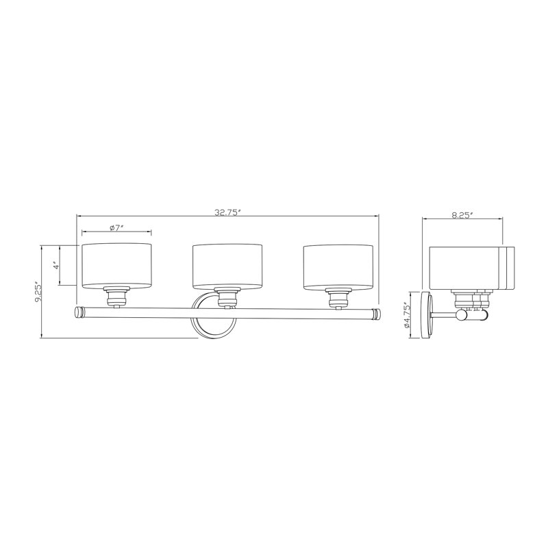 Barre d’éclairage de salle de bain à gradateur 3 lumières Currey, Noir