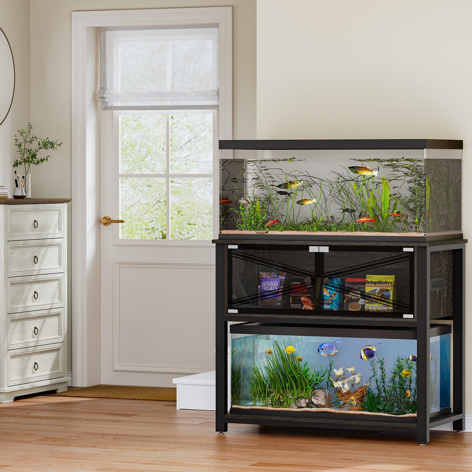 Image showcasing Archie & Oscar™ 40 Gallon Aquarium Stand With Storage and Built-In ...