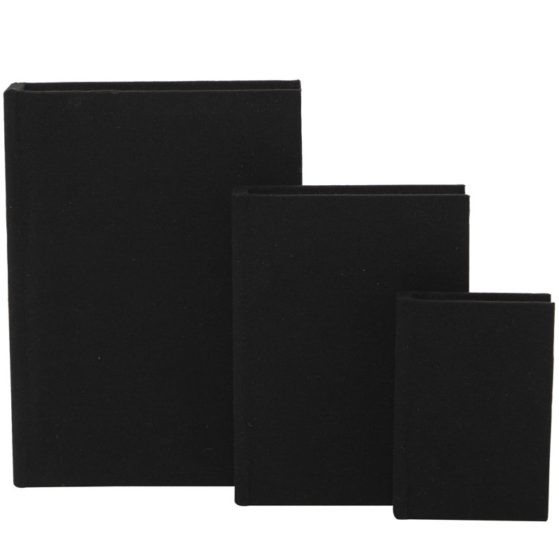 Ensemble de boîtes décoratives en lin et tissu, Noir