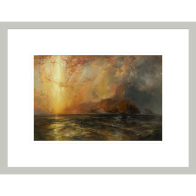 Férocement le soleil rouge qui descend / brûle son chemin le long des cieux par Thomas Moran