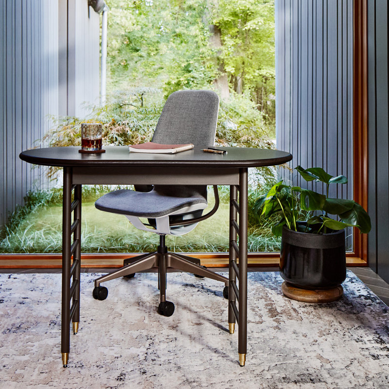 Frank Lloyd Wright Racine Signature Utility Table, Black, 30" H x 42" W x 30" D