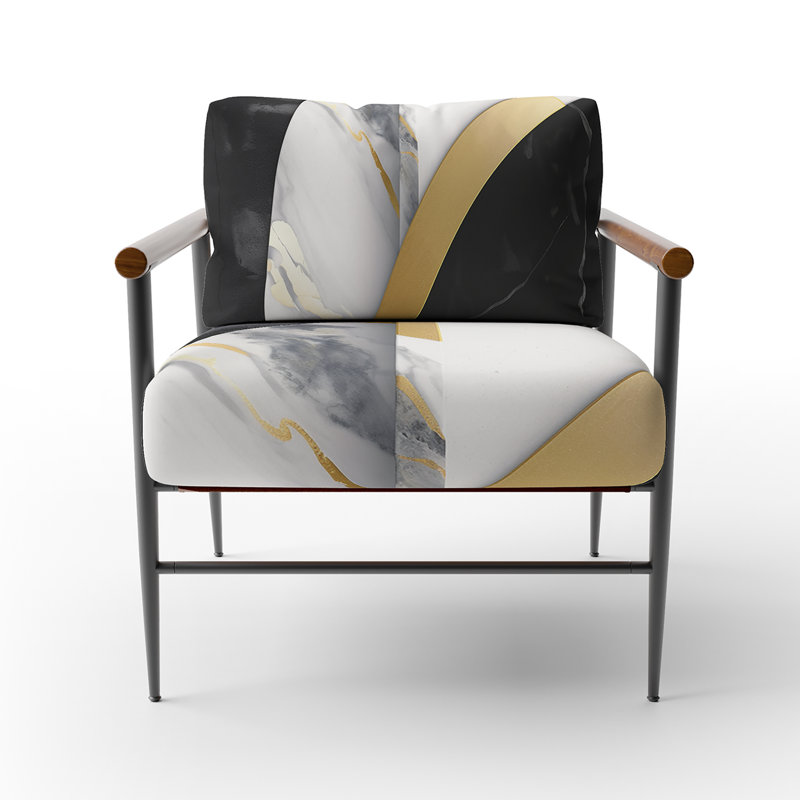 Formes de peinture de marbre - Fauteuil d'appoint abstrait en velours, Noir