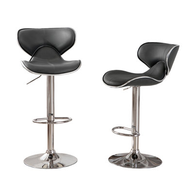 Masaccio Upholstery Airlift Adjustable Swivel Barstool With Chrome Base, Set Of 2