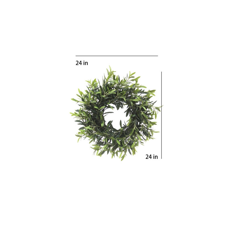 24" Artificial Olive Leaf Wreath, 8 in x 24 in