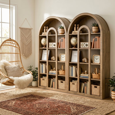 Modern Free-Standing 5-Tier Arched Bookcase