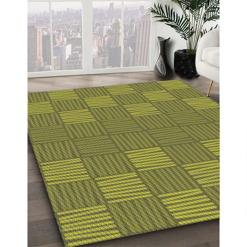 Tapis à motif géométrique vert, Rectangle 7 pi x 9 pi