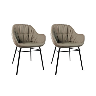 Ensemble de chaises de salle à manger rembourrées, similicuir, structure en métal, style moderne (froissé)