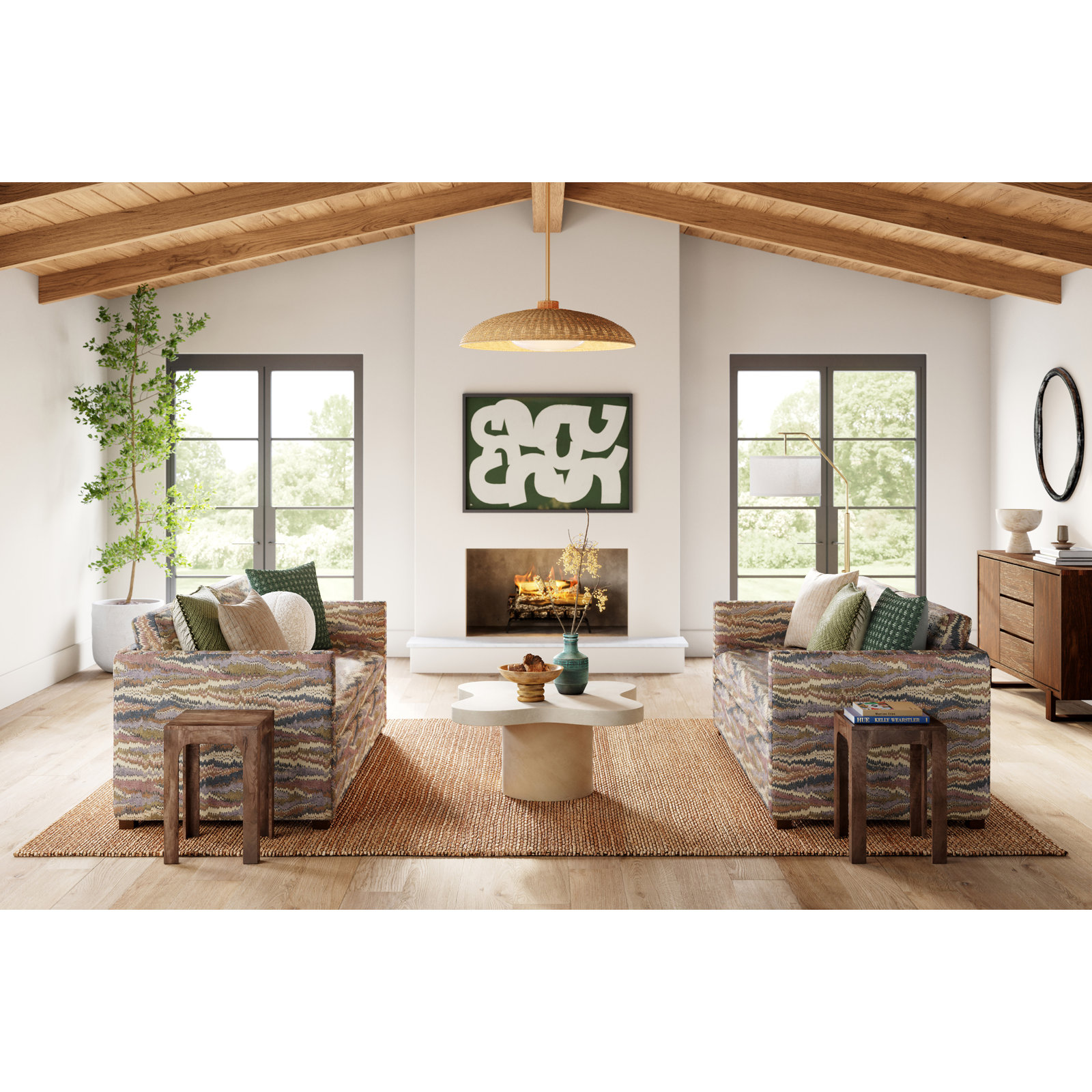 Capella Single Light Rattan Steel Pendant
