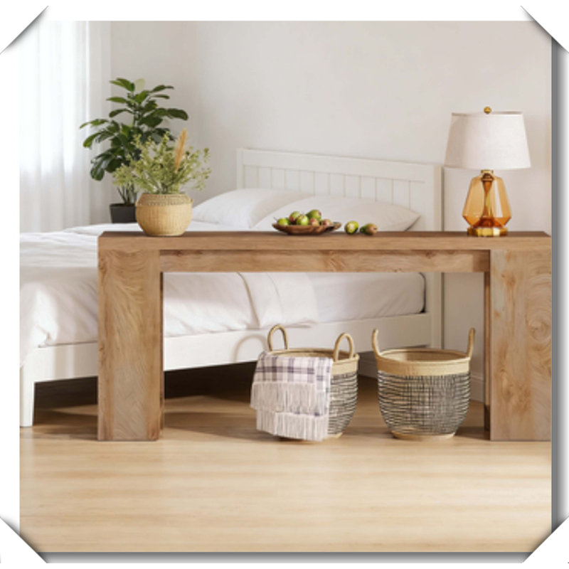 Farmhouse Wood Console Table Durable Solid Robust Balanced, Brown,Oak