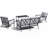 4-Person Steel Seating Group With Glass Table-401881812