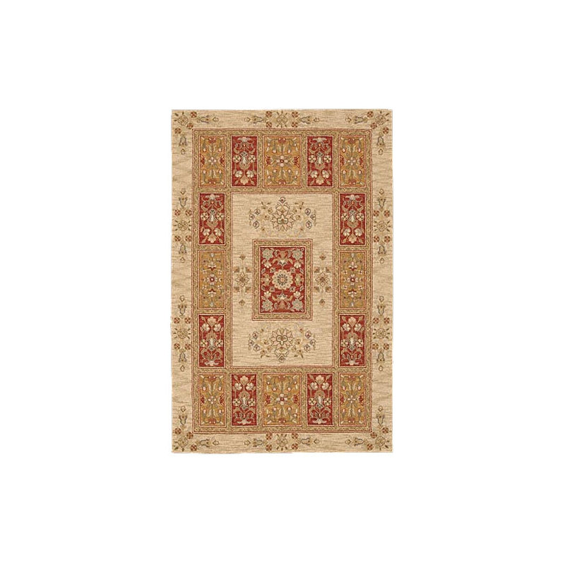Tapis de zone beige en laine crocheté à la main Branwen, Rectangle 5 pi 3 po x 8 pi 3 po