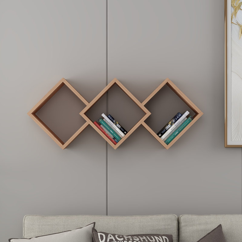 Modern Wall Shelf, Atlantic Pine Color, 40.2 x 16.5 x 7.9 inches | 100% Melamine Coated Particle Board, 0.7 inches Thick | Numerous Shelves, Wall-Mountable, Stylish Storage Solution for Home & Office