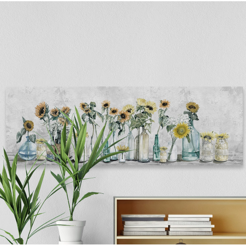 Reproduction d’art sur toile tendue « sunflower sets », H 20 po x l 60 po x P 1,5 po
